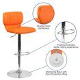 thumbnail image 2 of Contemporary Orange Vinyl Adjustable Height Barstool with Vertical Stitch Back and Chrome Base, 2 of 9