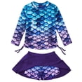 thumbnail image 1 of Kid Girls Rash Guard Swimsuits Flounce Printed Long Sleeve Sun Protection Girls Bathing Suit 9-10 Years, 1 of 7