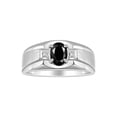 thumbnail image 1 of RYLOS Men's Rings Sterling Silver Classic 7X5MM Oval Gemstone & Diamond Ring Onyx October Birthstone Rings For Men, Silver Rings, Size 8, 1 of 7