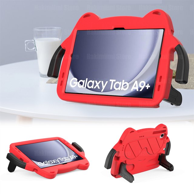 kids Tablet Case for Samsung Galaxy Tab A9+ 11" 2023 Full Protection with Handle Bracket Shockproof Cover for Galaxy Tab A9 Plus Red A9 Plus (11 Inch)
