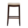thumbnail image 3 of Linon Hampton Bar Stool Beige Padded Seat Wood Frame in Dark Walnut Brown, 3 of 14