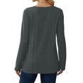 thumbnail image 4 of yoeyez Tunic Sweater for Women Cable Knit Patchwork Sleeve Sweaters Crewneck Raglan Long Sleeve Shirts Fall Fashion Tops 2024 Gray M, 4 of 6