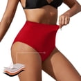 thumbnail image 2 of GDREDA Women's High Waisted Swimsuit Bottoms Full Coverage Basic Bikini Bottom Bathing Suit Red,S, 2 of 3