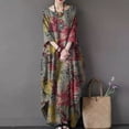 thumbnail image 3 of ZANZEA Robes pour Femmes à Manches Longues à Imprimé Floral Kaftan Décontracté Robe Maxi, 3 of 5