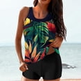 thumbnail image 1 of UPPADA Tankini Maillots de Bain pour Femmes Modestes Maillots de Bain Grande Taille Deux Pièces Tankini Maillot de Bain avec Soutien-Gorge Col Ras du Cou Haut à Motif Floral et Short Garçon 2 Pcs Maillots de Bain Confortables pour Vacances Économies Bleu,TG, 1 of 6