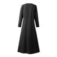 thumbnail image 5 of Robe T-Shirt Mode Femme Manches Longues Couleur Unie Coton Lin Col Rond Robe avec Poches Robes pour Femmes 2023 Décontracté en Liquidation, 5 of 5