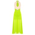 thumbnail image 4 of iefiel Robe de Danse Lyrique pour Femmes Sans Manches avec Strass Scintillants Fendue Robe Maxi Tenue de Danse de Salon Vert Fluorescent m, 4 of 5