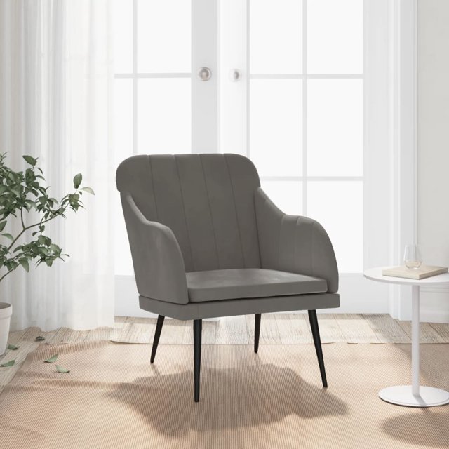 vidaXL Fauteuil Gris Foncé 63x76x80 cm Velours