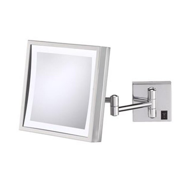 Aptations 913-55-43 Single-Sided LED Square Wall Mirror - Rechargeable, Chrome