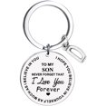 thumbnail image 1 of Heliisoer To My Son Message Keychain Stainless Steel Initial Last Name 26 Letter Family Inspirational Keychain Gift, 1 of 1