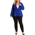 thumbnail image 2 of Agnes Orinda Women's Plus Size Blazer Button Notch Panel Ruffle Peplum Blazers 1X Cobalt Blue, 2 of 6