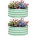 thumbnail image 1 of Round Raised Garden Beds – Set of 2 Galvanized Steel – 3x3x1FT – Open Bottom & Weather-Resistant – Anti-Rust – Vegetables, Flowers & Herbs- Olive Green, 1 of 6
