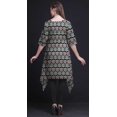 thumbnail image 3 of Bimba Kurti Asymétrique Noire à Imprimé Damassé Ikat pour Femmes, Robe d'Été Indienne Tunique, Moyen, 3 of 6