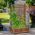 thumbnail image 3 of Costway Solid Wood Planter Box with Trellis Weather-Resistant Outdoor 25''x11''x48'', 3 of 10