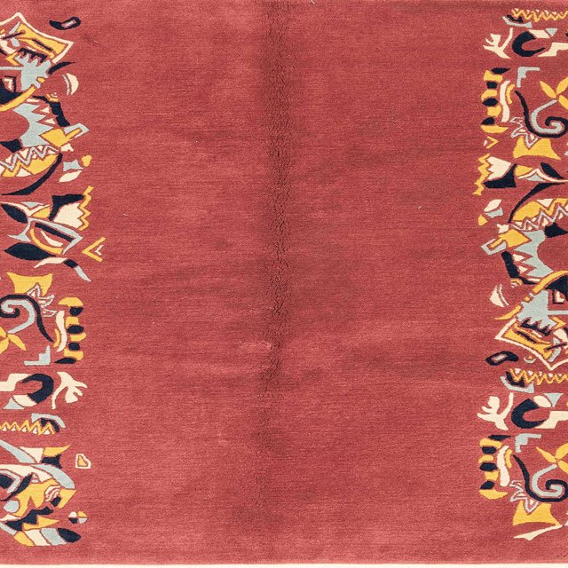 Ahgly Company Indoor Square Abstract Red Abstract Area Rugs, 3' Square