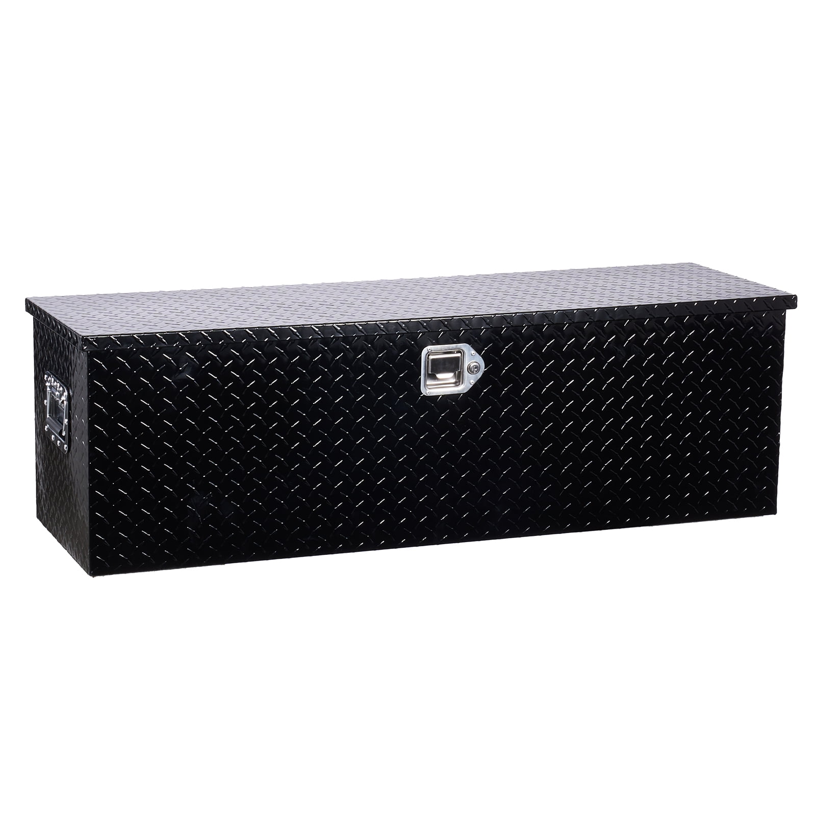 KFFKFF Heavy Duty Aluminum Truck Bed Tool Box, Diamond Plate Tool Box with Side Handle and Lock Keys, Storage Toolbox Chest Organizer