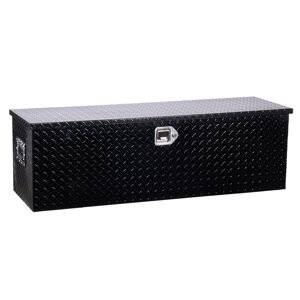 KFFKFF Boîte à outils de camion en aluminium lourd, boîte à outils en plaque de diamant avec poignée latérale et clés de verrouillage, organisateur de poitrine de boîte à outil de stockage