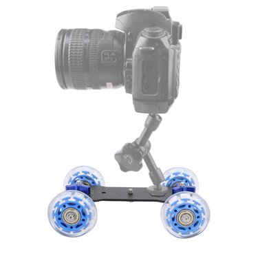 HURRISE Mini Desktop 10KG Load Rail Roller Track Slider Dolly Skater Car for DSLR Camera Camcorder, Camera Dolly Car,Camera Dolly Skater