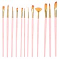 thumbnail image 1 of 12PCs Nylon Brush Set Watercolor Brush Painting Tool Art Supplies for Craft Collection12PCs Matt Pink Rods, 1 of 9