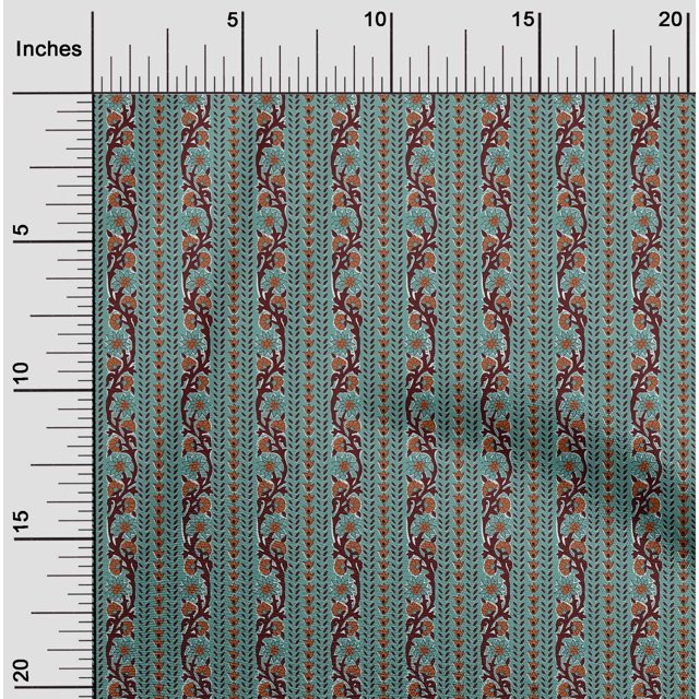 oneOone Silk Tabby Fabric Leaves & Floral Block Fabric Prints By Yard 42 Inch Wide