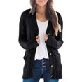 thumbnail image 1 of Manteau d'Automne en Maille à Manches Longues, Noir, XL, 1 of 9
