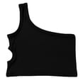 thumbnail image 4 of GPOECD Girls Dance Tank Top One Shoulder Racerback Crop Top Sleeveless Athletic Wear For Ballet Gymnastics Performance Black,6-7 Years, 4 of 8