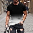 thumbnail image 2 of Penkiiy T-Shirt Ajusté pour Homme, Col Rond Décontracté, T-Shirt Ombré, Été, Manches Courtes, Hauts Dégradés, Stylé, Entraînement, Musculation, Chandails de Base, 4TG, Noir, 2 of 5