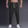 thumbnail image 3 of Ceisia Men Solid Color Loose Casual Pants Elastic Waist Drawstring Sports Gift Work Trousers, 3 of 4