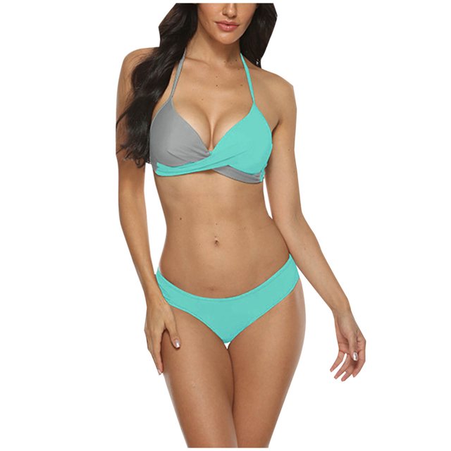 FcBaudy Womens Swimsuits Two Piece Swimsuit for Women Bathing Suit for Women Tankini Swimsuits for Women Womens Split Swimsuit Color Matching Bra Pants Split Swimsuit Set Women Swimsuit