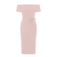 thumbnail image 4 of LOVZFMLL Robe d'Été pour Femme, Aguichant, Unie, à Bretelles, Fendue, Rose, m, 4 of 8