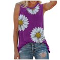 thumbnail image 2 of EGNMCR Camisoles pour Femmes Femmes Hauts d'Été T-Shirts Sans Manches à Imprimé Marguerites Blouse Graphique, 2 of 6