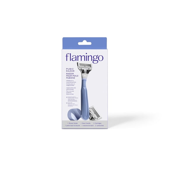 Rasoir pubien pour femme Flamingo à 5 lames – 1 manche + 2 recharges de lames