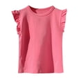 thumbnail image 1 of Mgmyaa Débardeurs à Manches Courtes pour Filles, Été, Col Ras du Cou, Volants, T-Shirt Mignon, Blouse, 2-13 Ans, 1 of 3