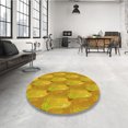 thumbnail image 4 of Ahgly Company Tapis d'Intérieur Lavables en Machine, Carrés de Transition, Jaune Foncé, 8' Carré, 4 of 7