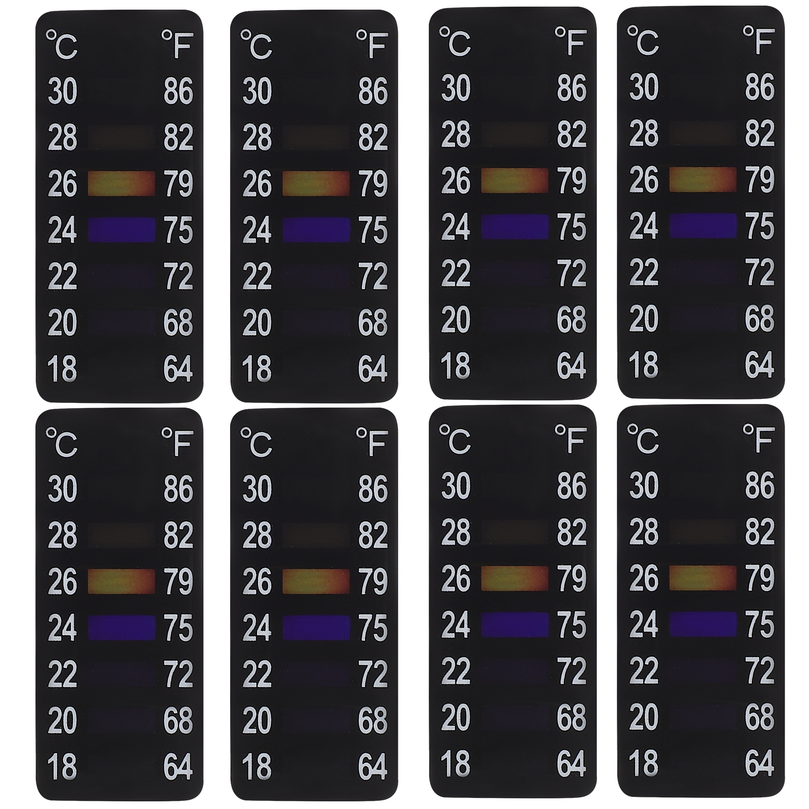 8Pcs Thermometer Strip Sticker Temperature Measurement Home Brewers Rectangular Multicolor PET
