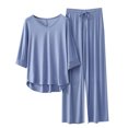 thumbnail image 2 of Weiqiqre Pyjamas pour Femmes Pyjamas Rafraîchissants Ensembles d'Été Assortis Manches Courtes Ensemble de Détente Femmes, 2 of 3