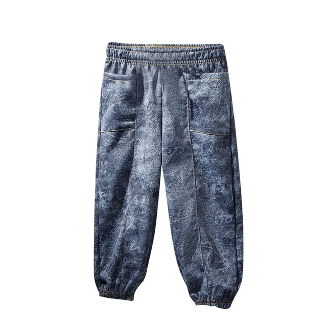 QIPOPIQ Girl Jeans,Elastic Slim Fit Patchwok Printed Denim Pants Clearance