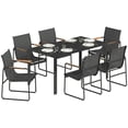thumbnail image 1 of Outsunny 7 Pieces Outdoor Dining Set, Patio Table and Chairs for 6, Black, 1 of 10