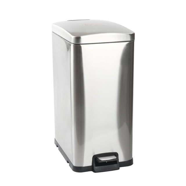 Hometrends 30L Stainless Steel Hands-Free Kitchen Trash Can Soft Close Lid, Fingerprint-Resistant Finish