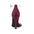 thumbnail image 2 of BLISSFUL STEP Women's Clear Ankle Strap Stiletto Heel Sandals Burgundy 6, 2 of 6