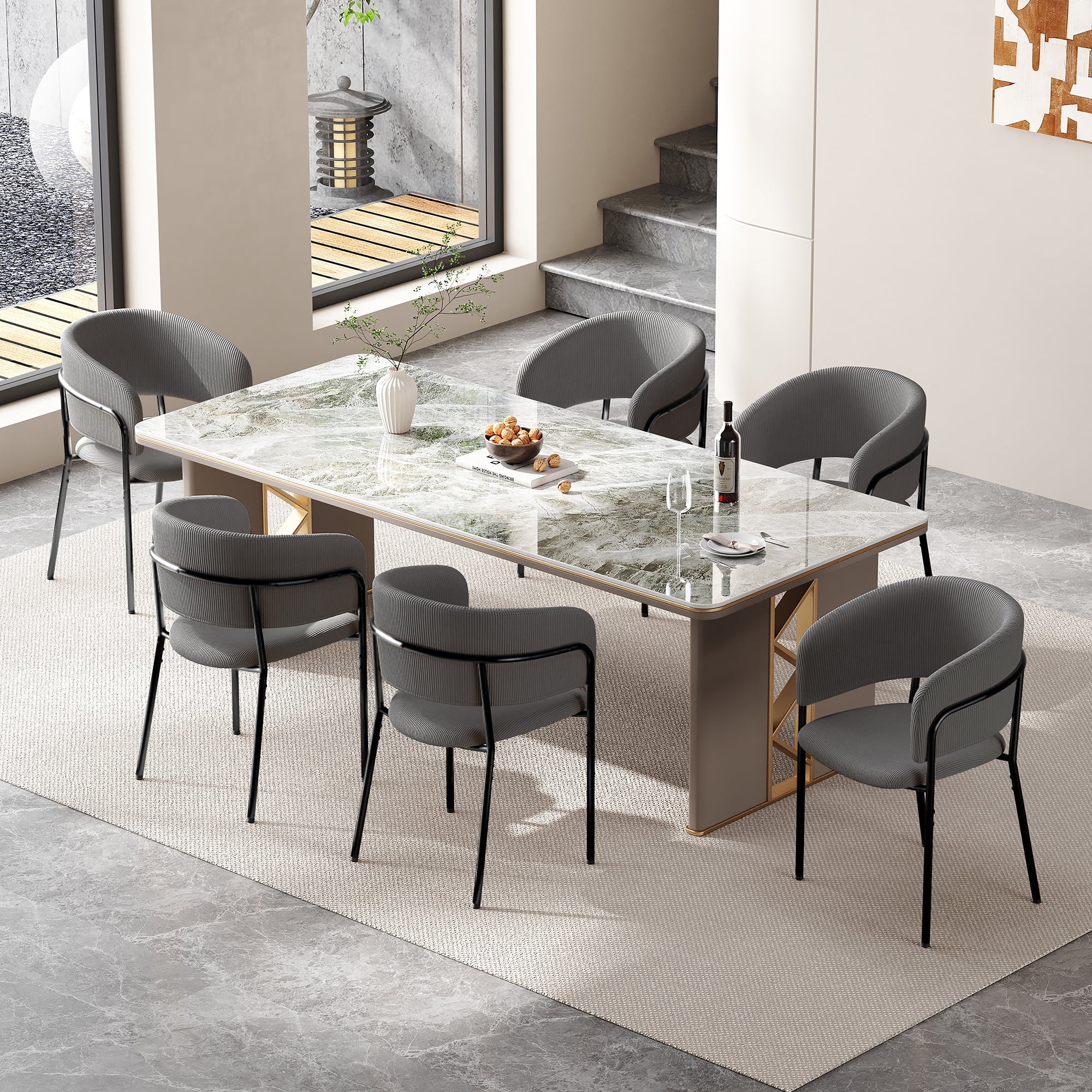 Ensemble de 4 chaises d'appoint modernes Noble House HORIZON avec pieds inclinés et pieds réglables (gris)