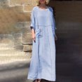 thumbnail image 2 of cfhntfmh Robes en Coton et Lin pour Femmes Décontractées à Col Rond à Manches Longues Longue Robe Maxi avec Poches Grande Taille Robe de Plage Fluide, 2 of 6