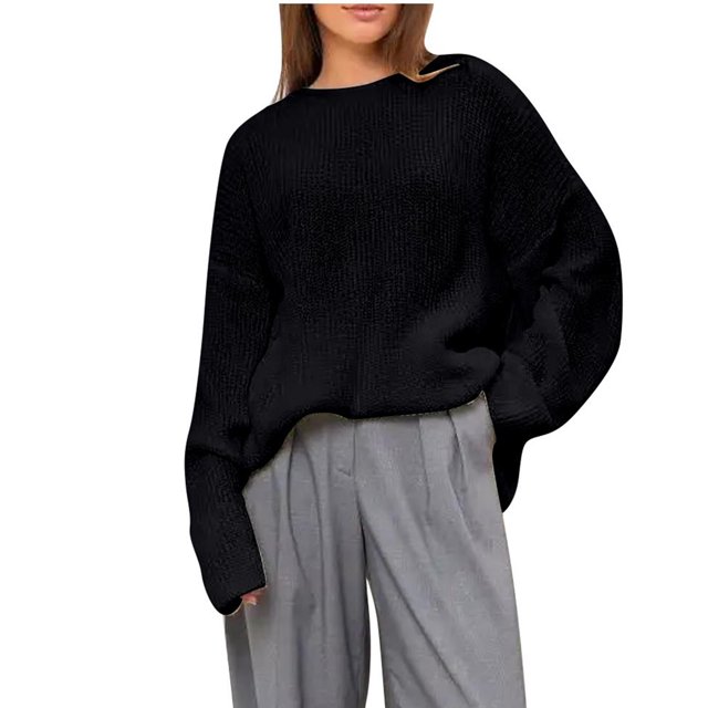 Yuyuzo Chandails pour Femmes Col Rond Manches Longues Tricoté Chandail Décontracté Confortable Vêtements d'Automne