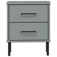 thumbnail image 2 of vidaXL Table de Chevet avec Pieds en Métal Gris Bois Massif Pin OSLO, 2 of 5