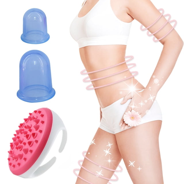2 Pcs Gobelet de Massage Gobelet de Thérapie en Silicone Professionnel pour Ventouses avec Brosse de Massage