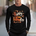 thumbnail image 2 of YOIAVAIOY T-Shirts à Manches Longues pour Hommes de Fête T-Shirt Graphique Fantôme à Manches Longues Col Rond Chandail d'Halloween Hauts de Mode d'Automne Noir G, 2 of 6