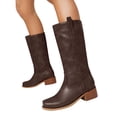 thumbnail image 1 of Dakaela Knee High Boots for Women Square Toe Western Cowboy Boot Chunky Block Heel Wide Calf Riding Tall Boots Coffee Size 7.5, 1 of 5