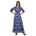 thumbnail image 1 of Moomaya Printed Round Neck 3/4 Sleeve Long Maxi Dress With Drawstring Waist, 1 of 3