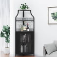 thumbnail image 3 of Armoire de Bar d'Angle, Armoire à Vin Moderne avec Tablettes de Rangement et Porte en Treillis, Armoire de Rangement pour Alcools de Bar à Domicile avec Support en Verre pour Salon, Salle à Manger, 3 of 7