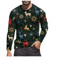 thumbnail image 1 of LUOGENLI T-shirts pour Homme pour Hommes Noël T-Shirt Décontracté de Mode Festival à Manches Longues à Col Rond T-Shirt T-shirts pour Homme T-Shirt Graphique Pâques Vert Foncé S, 1 of 5